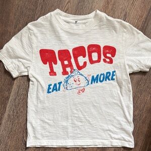 Crewcuts Kids T-Shirt - White with Red and Blue Taco Print